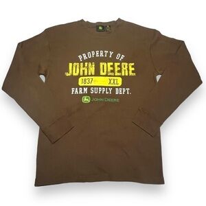 John Deere Men’s Thermal Long Sleeve Graphic Tee Brown Size Medium